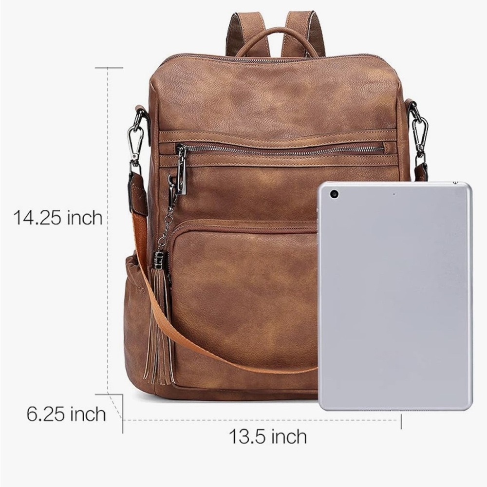 Brand New Brown Leather Travel Backpack Purse Brand New Brown Leather Travel Backpack Purse